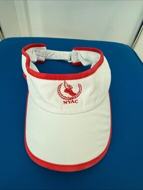 NYAC New York Athletic Club 90’s Red Embroidery White Strapback Womens Visor